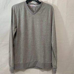 H2H Men NWT Casual Slim Fit Pullover V-Neck Lightweight Sweater Light Grey Med